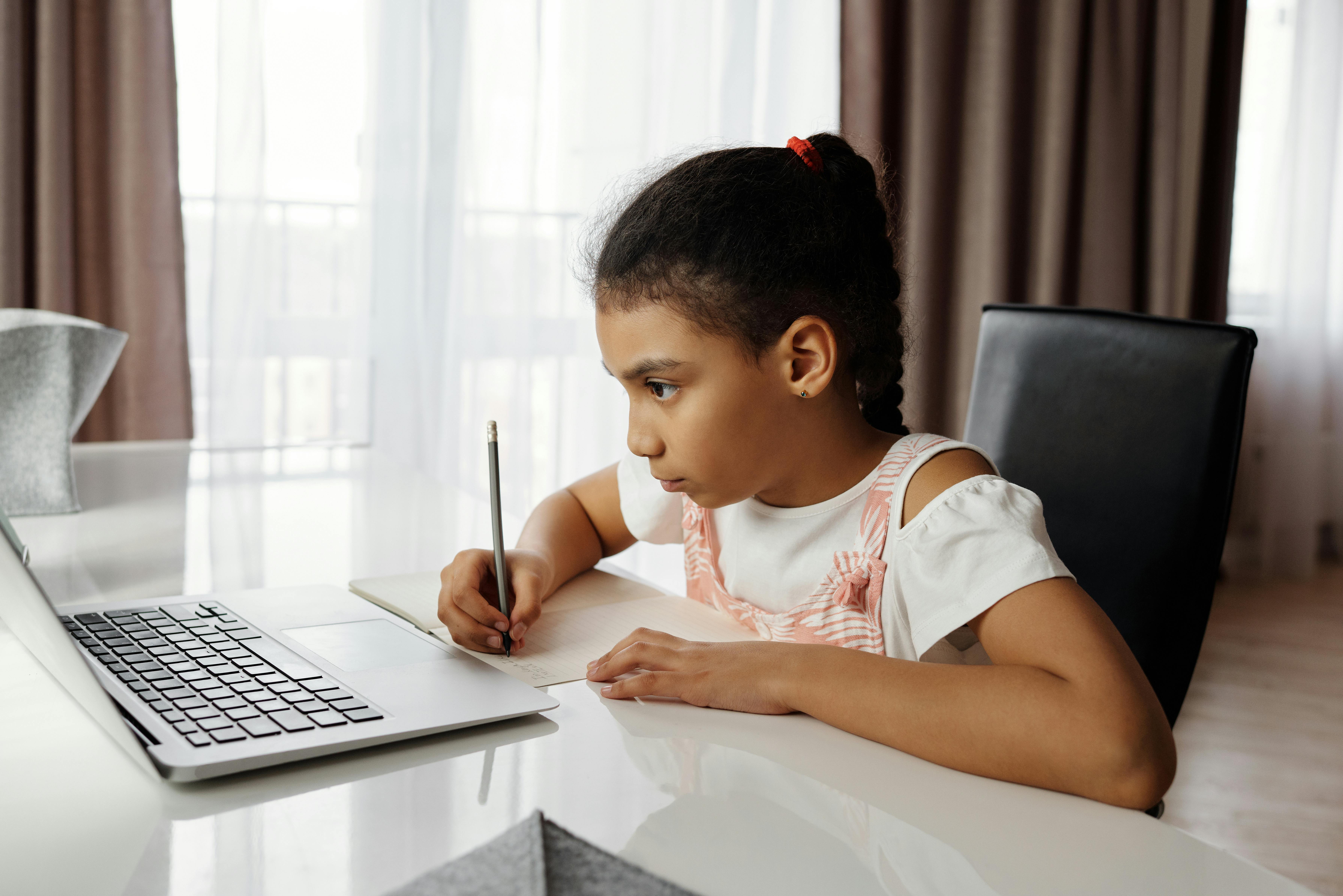 Young woman learning online
